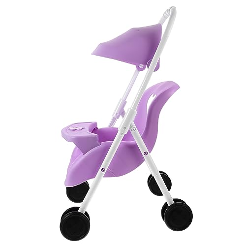 Alasum babywagen für Puppen puppenkinderwagen Kinderwagen-Spielzeug Spiel Kinderwagen Spielen Babypuppen-Regenschirm-Kinderwagen Mikro-Layout-Ornament Kinderwagenspielzeug Plastik Violet von Alasum