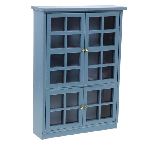 Alasum winziges Schrankmodell Puppenhaus Bücherregal Miniaturschrank Mini-Hausmöbel Puppenhausmöbel schließblech lagerschrank Puppenhausbedarf Wohnzimmer Kleiner Schrank Holz Sky-Blue von Alasum