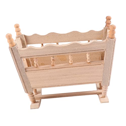 Wiegenbett Modell Mini-Spielzeug Miniatur Kinderspielzeug Stubenwagen Schmuck holzspielzeug holzspielsachen Kinderzimmer-Dekoration Mini-Wiegenmöbel Mini-Möbelspielzeug Birke Alasum von Alasum