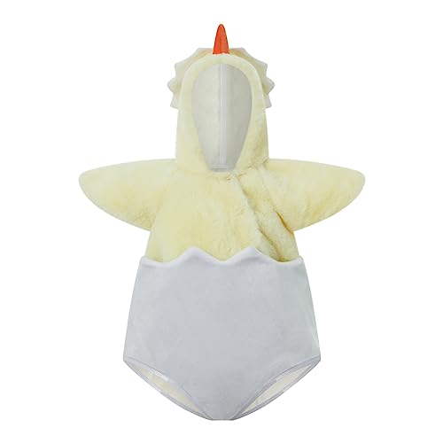 Alaurbeauty Baby Mädchen Jungen Tier Kostüm Ärmellos Zip Up Pelzige Ente Weste Plüsch Huhns Jumpsuit Overall Karneval Halloween Faschingskostüme für Kinder (Hellgelb, 3-4T) von Alaurbeauty