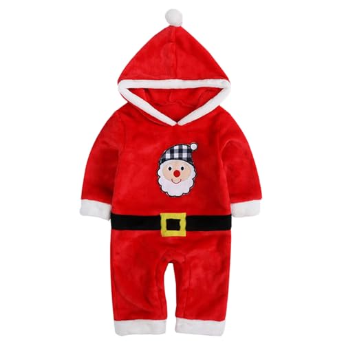 Baby Jungen Mädchen Santa Kostüm Weihnachten Langarm Stickerei Hooded Jumpsuits Neugeborenen Strampler Santa Anzug (Costume, Rot, S) von Alaurbeauty