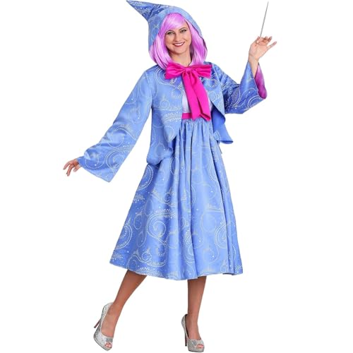 Damen Fee Patin Kostüm Deluxe Umhang mit Kapuze Shirt Kleid Set Disney Cinderella Halloween Party Cosplay Karneval Kostüme (Blau, L) von Alaurbeauty