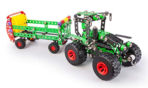 A ALEXANDER 2163 Constructor Fred & Stinky Traktor Metall Bausatz, 476 Teile Metallbaukasten, Metallbausatz mit Metalltraktor und Anhänger, mit Werkzeug, Konstruktionsspielzeug für Kinder ab 8 Jahren von Alexander Toys Konstruktionsspielzeug