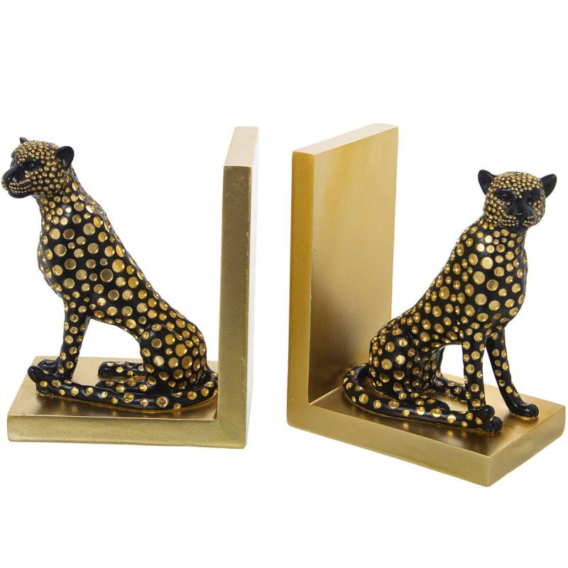 Bogstøtte Alexandra House Living Gold Acryl Kunststoff Melamine Leopard 15 x 19 x 10 cm 2 Stücke von Alexandra House Living