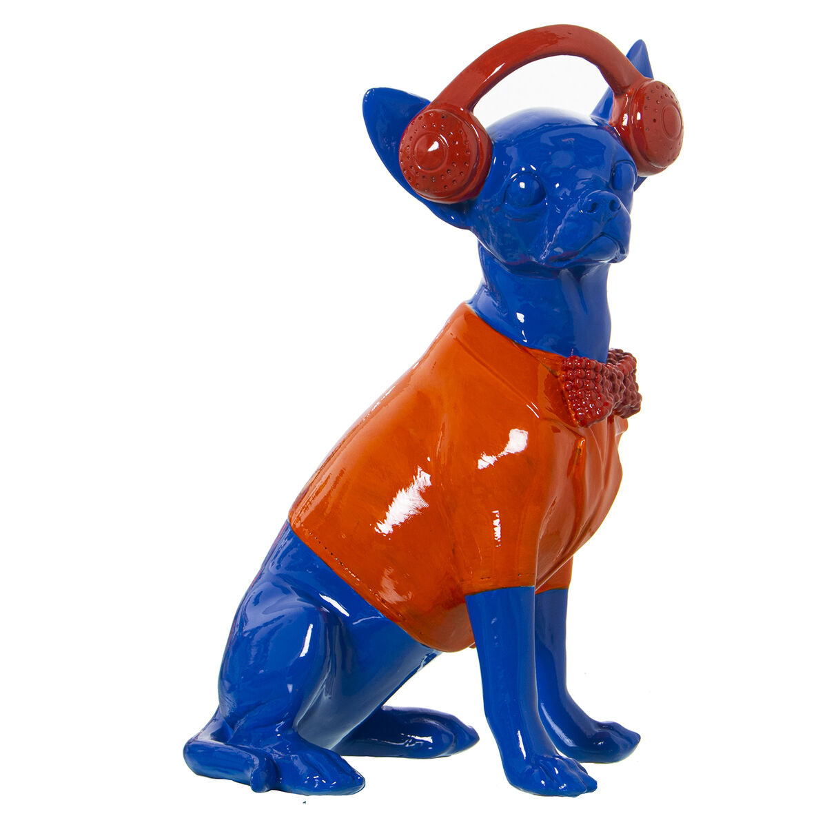 Deko-Figur Alexandra House Living Blau Orange Kunststoff Hund Kopfhörer 14 x 26 x 18 cm von Alexandra House Living