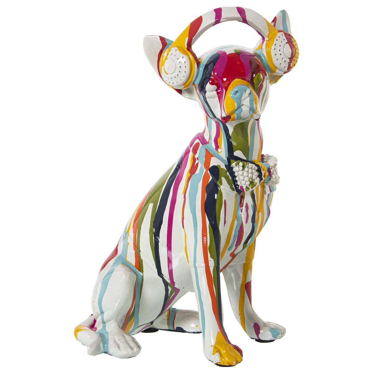 Deko-Figur Alexandra House Living Bunt Kunststoff Hund Kopfhörer Farbe 14 x 26 x 19 cm von Alexandra House Living