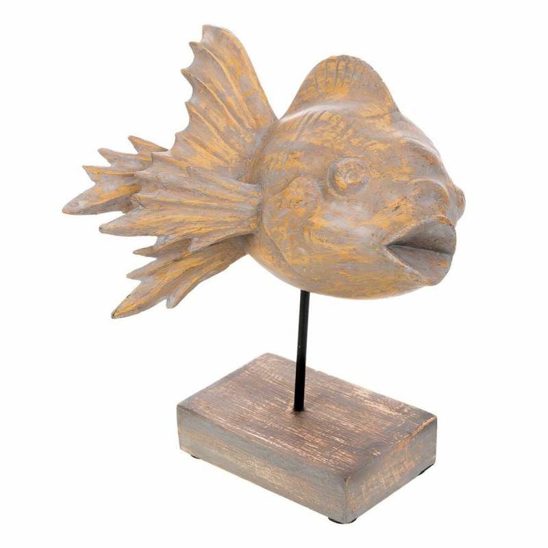 Deko-Figur Alexandra House Living Grau Dunkelbraun Holz Eisen Fisch 31 x 24 x 30 cm von Alexandra House Living