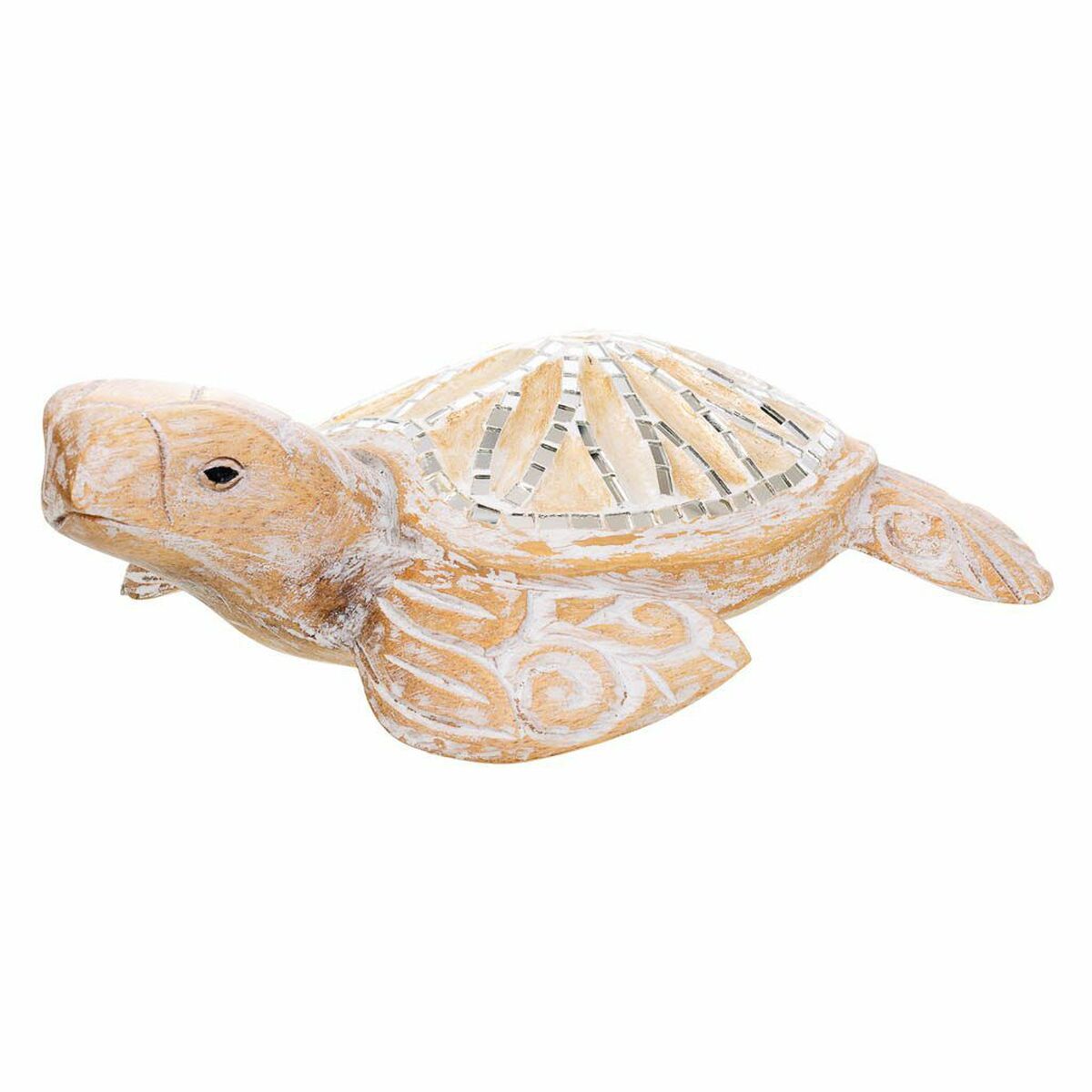 Deko-Figur Alexandra House Living Weiß natürlich Holz Glas Tortoise 8 x 20 x 31 cm von Alexandra House Living