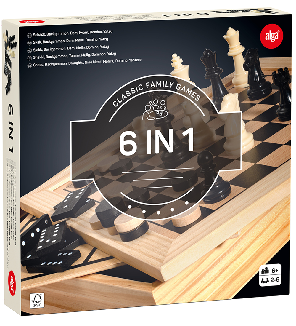 Alga Brettspiel - 6 in 1 - Alga - One Size - Brettspiele Alga Brettspiel - 6 in 1 - Alga - One Size - Brettspiele von Alga