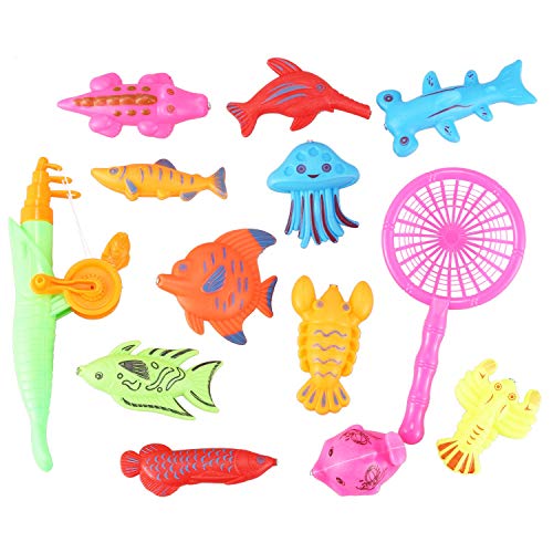 Aliaga Badespielzeug Angeln Fisch Modell Magnetische Badewanne Set Geschenk für Baby Kind - 15St von Aliaga