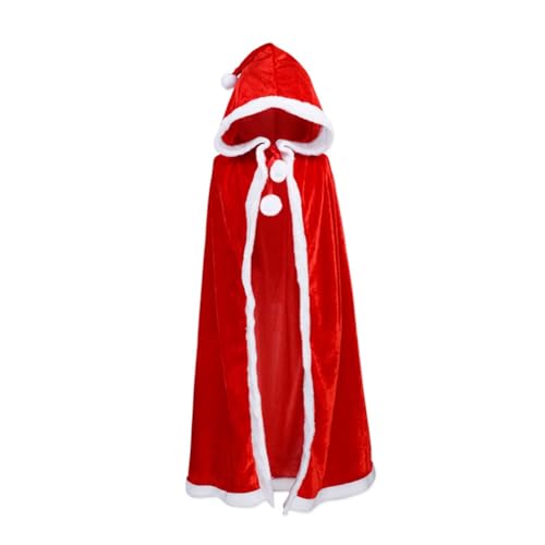 Aliaga Weihnachtsumhang mit Kapuze, Weihnachts-Cosplay-Anziehumhang, Warmer Winterumhang, Weihnachtsdekoration, WeihnachtskostüM, 90 cm von Aliaga