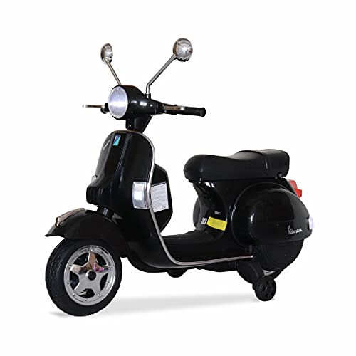 Alice's Garden - Vespa PX150, schwarz, Elektromotorrad für Kinder 12V 4,5Ah, 1 Sitzplatz mit Autoradio von Alice's Garden