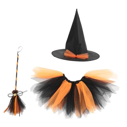 Alipis 1 Satz Hexen Verkleiden Sich Halloween-kessel Hexenschwanz Halloween Kostüm Hexenhut Halloween-dekorationen Im Freien Bühnendekoration Kinderkleid Cosplay Orange Gittergewebe von Alipis