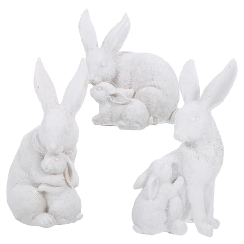 Alipis 1 Satz Kaninchen-Ornament Aus Harz Häschen-Statue Hasenfigur Kaninchen Sammlerstück Vintage Hasen- Hasentierspielzeug Hase-wohndekoration Hasenskulptur Osterhasen- Weiß von Alipis