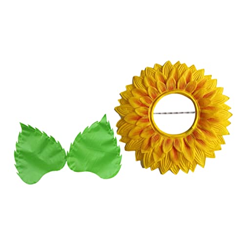 Alipis Sonnenblumenhut Kopfbedeckung für Jungen und Mädchen Halloween-blumenkostüm Realistische Sonnenblumen-Kopfbedeckung Handschuhe Cosplay Sonnenblumen-Kopfbedeckung Hut von Alipis