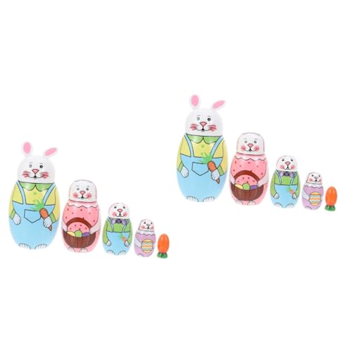 Alipis 2 Sets Bemalte Matroschka Puppen Film Babypuppen Häschen Babyspielzeug Kaninchen Zubehör Krabbelkrabbe Babyspielzeug Häschen Nesting Dolls Geburtstagspuppen von Alipis