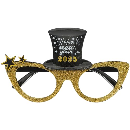 Alipis 2025-Brille Abschluss-Sonnenbrille 2025-Neujahrsbrille Klasse Von 2025 Glitzernde Zahlenbrille Ausgefallene Lustige Sonnenbrille Halloween- -Requisiten Golden von Alipis