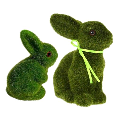 Alipis 2er Set Flocked Bunny Figuren Dekorative Osterhasen Für Garten Und Balkon Kunsthandwerk Hase Ornamente Perfekte Frühlingsdekoration Für Ostern von Alipis