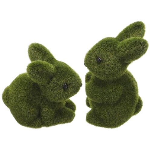 Alipis 2st Simulation Kaninchen Sitzender Hase Hasenschmuck Plüschtischverzierung Puppe Stickig Ausgestopft Hasenkostüm Gartenhasenstatuen Im Freien Frühlingsfigur Bären Green Beflockung von Alipis