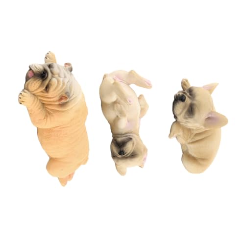 Alipis 3St Simulations-Bulldogge Hundehandwerksverzierung Bonsai-Tierfiguren Auto-Ornament Tortenaufsätze mit Tieren Spielzeug weltbild Toy Welpen- Hund Statue Plastik Khaki von Alipis