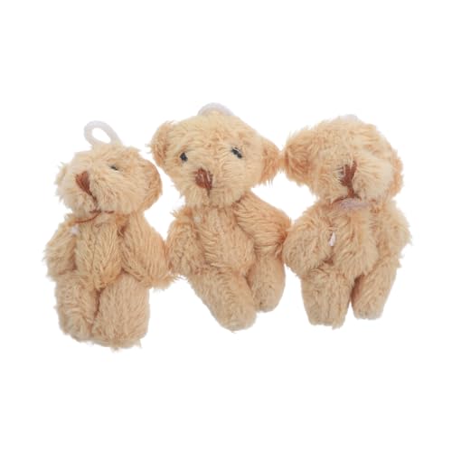 Alipis 3St Teddybär Stofftier Dekoration Dekobärchen Puppenhaus Zubehör Bär Schlüsselanhänger Taschenbär Mini-Weihnachtsschmuck Bärenfiguren Mini-Bär-Ornament Plüsch Khaki von Alipis