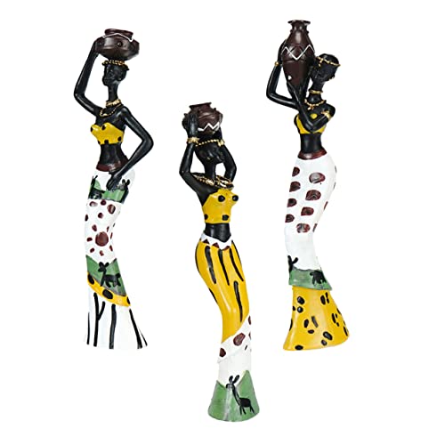 Alipis 3st Afrikanischer Figurenschmuck Denker Frauen Pavillon Stand Geführtes Puppenhaus Teil Wall-montiertes Puppenhaus Miniatur-puppenhausartikel Kleines Puppenhaus Anlage Abs Yellow von Alipis