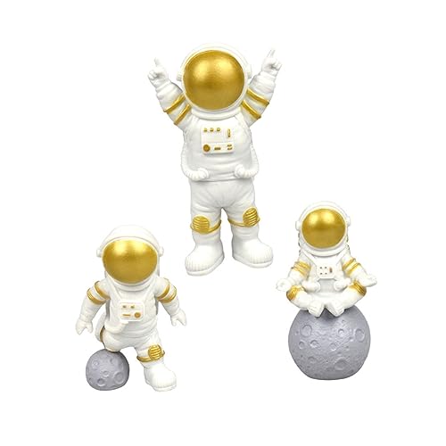 Alipis 3st Anzeige Innere Astronauten-kuchenaufsatz Dekorative Statue des Astronauten Klassiker Mini-Astronauten-interieur Korb Planetenfigur Figuren Auto Plüsch Ebene Golden Harz von Alipis