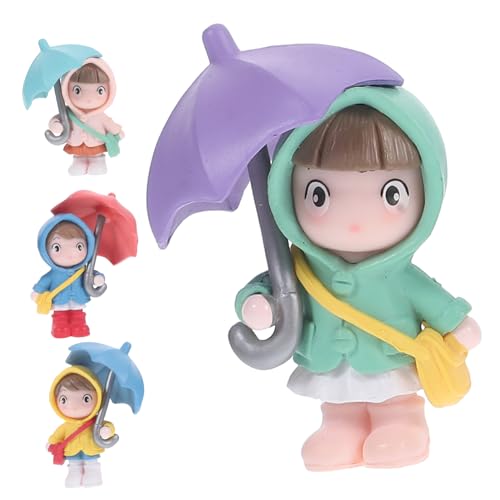 Alipis 4 Stück Miniatur Mädchen Statue mit Regenschirm und Regenmantel Teiliges für Tischdekoration und Feengarten Zubehör Niedliche Figuren für Wohnräume und Alipis 4 Stück Miniatur Mädchen Statue mit Regenschirm und Regenmantel Teiliges für Tischdekoration und Feengarten Zubehör Niedliche Figuren für Wohnräume und von Alipis