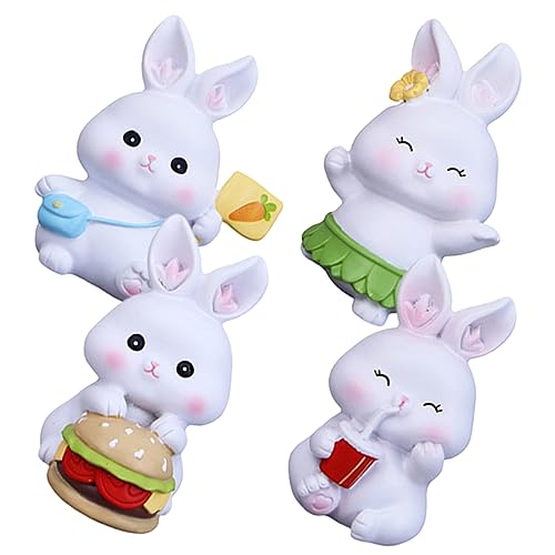 Alipis 4 Stück Ornamente Miniaturen Schmücken Tischdekoration Kaninchen-Miniatur Mini-hasenfiguren Hase Spielzeugfigur Spielzeug Für Babypuppen Mini-Spielzeug Kuchen Verzieren Harz von Alipis