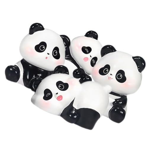 Alipis 4 Stück Panda Handgefertigte Verzierung Panda-miniaturfiguren Garten-Panda-skulptur Garten-Panda-Statue Süßer Panda Miniatur-tierfiguren -Panda Süßes Stationäres Harz von Alipis