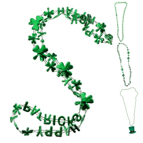 Alipis 4 Stück irische Halskette st patricks day halskette Runde Perlenkette pendant st patricks day dekoration Irish necklace Kleeblatthalskette Zubehör für Partykostüme Plastik Green von Alipis