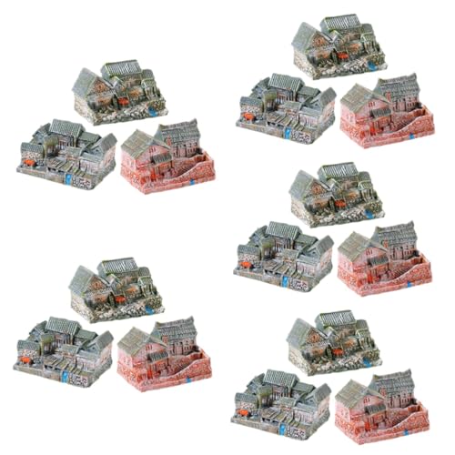 Alipis 5 Sätze Siheyuan-Modell Kleines Hausmodell Miniatur-hausornament Mini Chinesisches Winziges Mini-landschaftsverzierung Mikro-landschaftsbauhaus Mini- Harz 3 Stück * 5 von Alipis