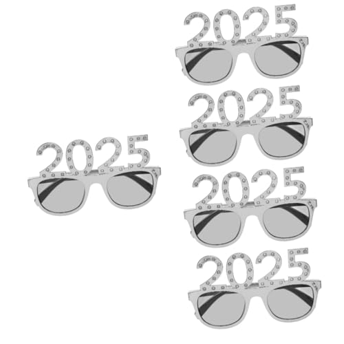 Alipis 5 Stück 2025 2025 Brille Lustige Partybrille Silberne Partybrille Kostüm Brille Party-Brillengestell Kostümzubehör für das neue Jahr Partydekorationen für das neue Jahr Stk Silver von Alipis