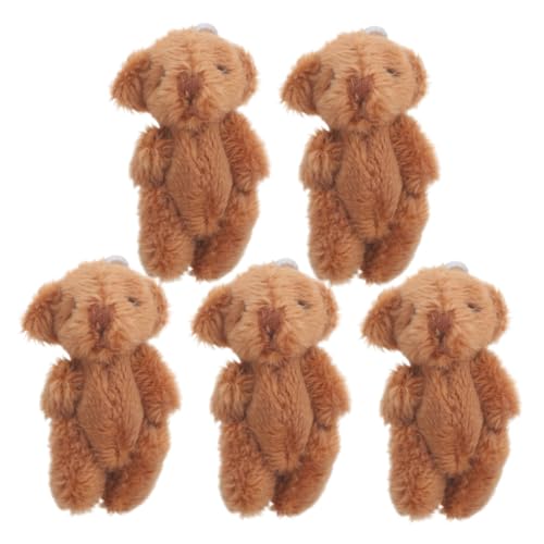 Alipis 5st Teddybär Stofftier Bär Schlüsselanhänger Stofftier Bär Partygeschenke Tragen Mini-kuscheltiere Masse Schlüsselanhänger Bär Partyartikel Liefert Minibären Plüsch Coffee von Alipis