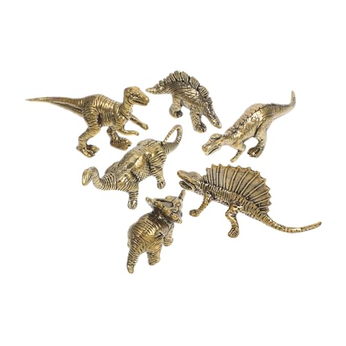 Alipis 6 Stück Miniatur-dinosaurierfiguren Messing Tierstatue Vintage-Dinosaurier- Sammlerspielzeug Für Jungen Und Mädchen von Alipis