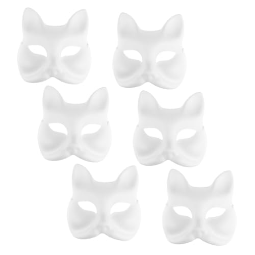 Alipis 6st Handbemalte Maske Therian-maske Fuchs Leere Maske Wolfsmaske Japanische Fuchs-cosplay-masken Karnevalshalbmaske Abschlussballmaske Partybedarf Halloween Papier Weiß Kleinkind von Alipis