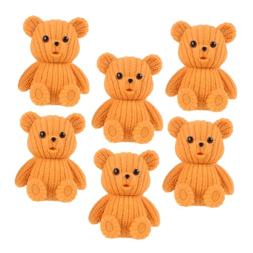 Alipis 6st Mini-bär-Ornamente Tierfiguren Bärendekor Bärenfiguren Bär Kuchendekoration Miniaturtiere Modell Einer Tierfigur Tiermodell Mikrolandschaftsdekor Kleine Bären PVC Orange von Alipis