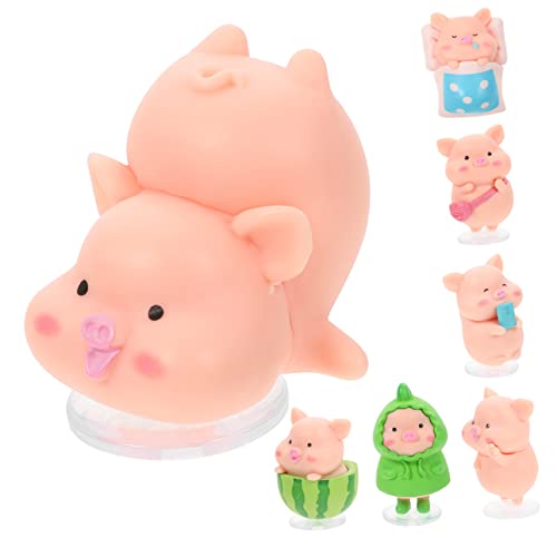 Alipis 7 Stück Miniatur Schweinchen Figuren Für Auto Dekoration Niedliche DIY Armaturenbrett Ornamente Charmante Tierfiguren Für Wohnwagen Autos Und Mehr von Alipis