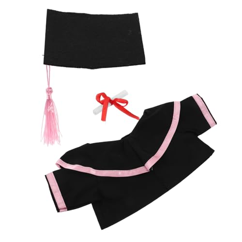 Alipis Abschlussbär Outfit Kuscheltierkleidung Abschlussrobe Kleidung Für Kuscheltiere Mütze Und Robe Jungenpuppenkleidung Plüschbär Tiermütze Abschlusspuppe Rosa Papier von Alipis