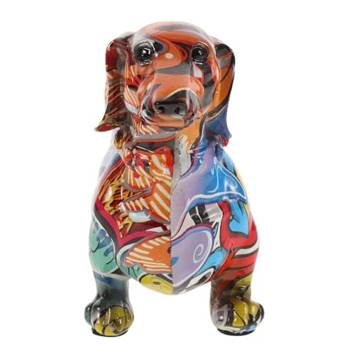 Alipis Dackel-hundeschmuck Trauer Um EIN Haustier Welpendecke Handgemalter Hund Hunde-gedenkschmuck Ornament Graffiti-tierstatue Bilderrahmen Zum Gedenken An Hunde Haustier-denkmal Harz von Alipis