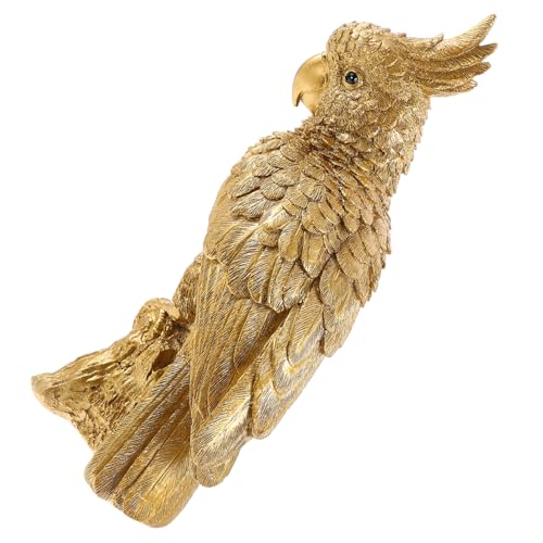 Alipis Dekorative Vögel Dekorative Vogelmodelle Künstliche Vogeldekorationen Künstliches Papageienmodell Aus Kunstharz Golden von Alipis