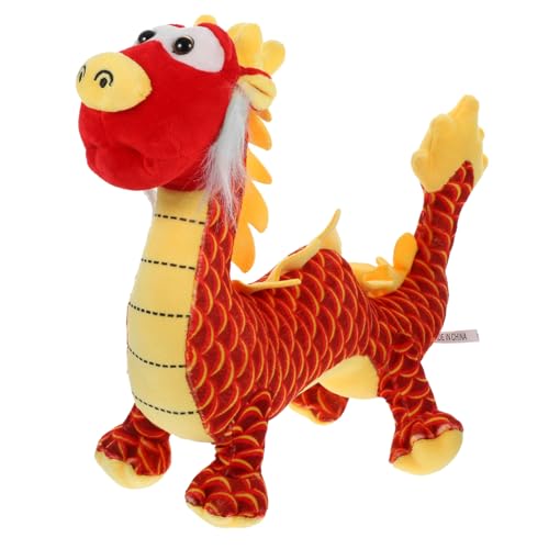 Alipis Drachenplüschpuppe Chinesisches Neujahrspuppenspielzeug Ausgestopfter Drache Stofftierpuppe Drachen-kuscheltiere Ausgestopftes Drachenspielzeug Drachenpuppe Pp Baumwolle Rot von Alipis