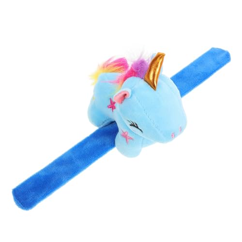 Alipis Einhorn-Schlagarmband Stofftier-Handgelenkband Plüsch-Druckknopf-Armbänder Handgelenksmanschetten Pelzige Einhorn-Armbänder Partyartikel Zubehör Bett Kinderwagen Spielzeug Blau von Alipis