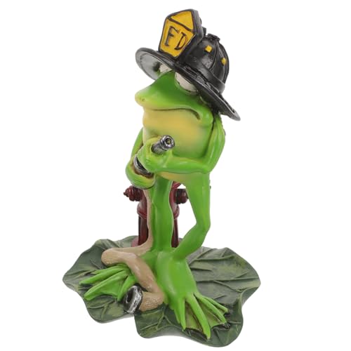 Alipis Froschdekoration Feuerwehrleute Landschaftsdekoration Bausatz Frosch Lustig Miniaturen Kleiner Frosch Figuren Statue Hai Tiere Fingerpuppen Neuheit Tragen Teich Harz von Alipis