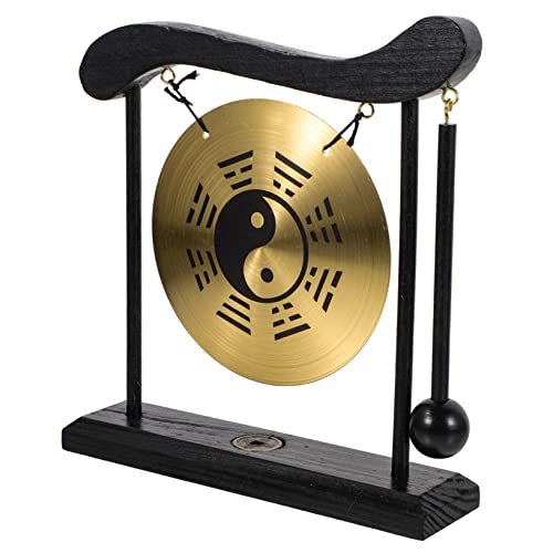 Alipis Gong-Verzierung Desktop-Gong asiatische Zen-Heimdekoration Heimtischdekoration Desktop-Tischgong Gongdekor für zu Hause Gongs Mini-Gong Wohndekoration Desktop-Dekor Legierung Black von Alipis