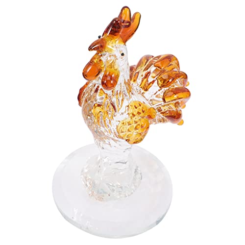 Alipis Hahn Ornament Hahn Tischdekoration Heim Mundgeblasen Hahn Hühnerstatuen Desktop Hühnchen Hahn Sammlerfigur Hühnerornament Huhn Stofftier Weißer Kristall von Alipis