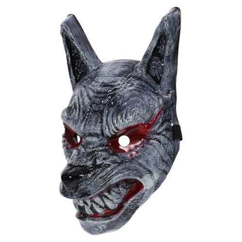 Alipis Halloween Wolf Maske, Gruseliger Wolfskopf Tiermaske Wolfskostüm, Therian Maske für Halloween Kostüm Rollenspiel Maskerade Party, Grau von Alipis