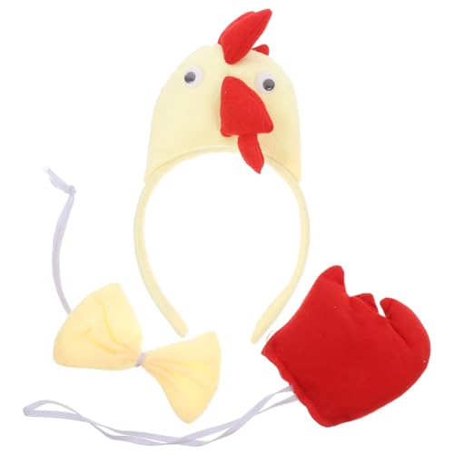 Alipis Hühnerkostüm -Set Hahn Stirnband Osterdress -Up Kostüm Plüsch Rooster Stirnband Mit Fliege Kostüm Kleid von Alipis