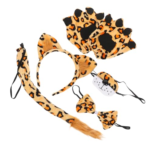 Alipis Leoparden Kostümset Für Halloween 4 Teiliges Set Mit Ohren Haarreif Nase Und Fliege Tier Cosplay Zubehör Für Karneval Und Fasching Lustige Tieraccessoires von Alipis