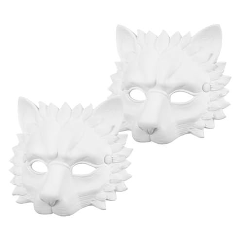Alipis Löwenmaske 2 Stück Leere Maske Weiße Tier-Halbmaske Pu-Therian-Maske Fuchsmaske Katzenmaske Maskerade-Maske Halloween Cosplay Party Kostüm -Requisite von Alipis